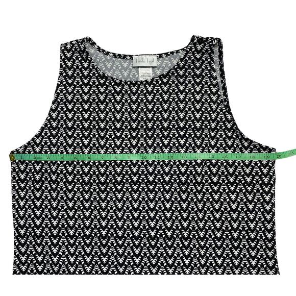 LINDA LEAL Black White Zig Zag Print Sleeveless Tank Size Large #MITU5325 - Picture 7 of 9